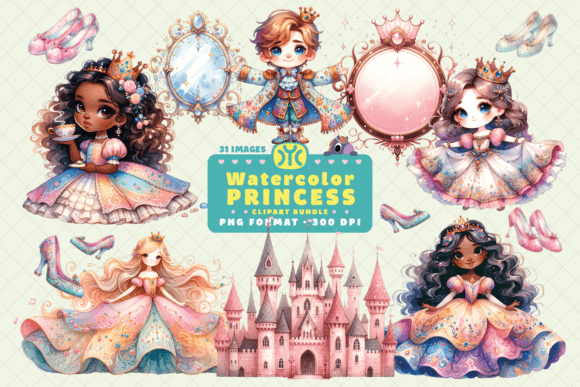 Download Watercolor Pink Princess Clipart, Prince - Pink princess Collection