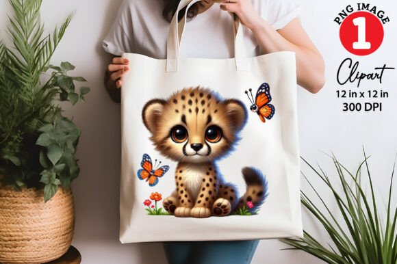 Download Cute Cheetah Playing with Butterfly PNG - Premium Resources