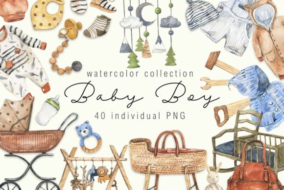 Download Watercolor Baby Boy Clipart - Baby boy Collection
