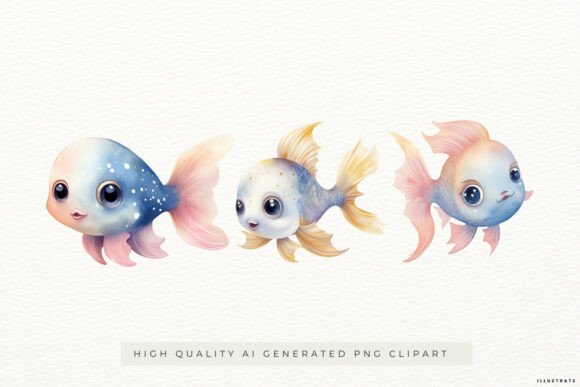 Download Cute Fantasy Fish Illustrations PNG - Illustrations Collection