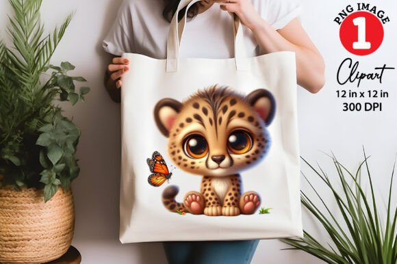 Download Cute Cheetah Playing with Butterfly PNG - Premium Resources