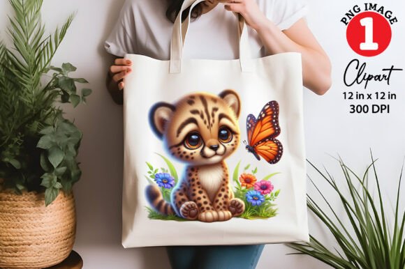 Download Cute Cheetah Playing with Butterfly PNG - Premium Resources