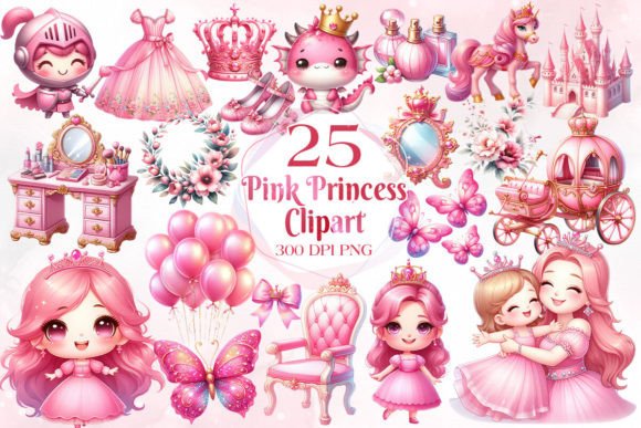 Download Pink Princess Sublimation Clipart Bundle - Pink princess Collection