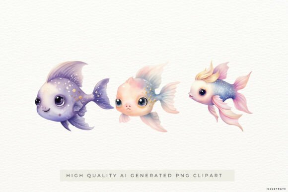 Download Cute Fantasy Fish Illustrations PNG - Illustrations Collection
