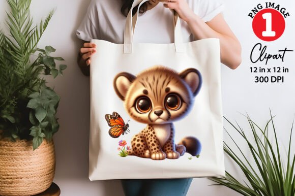 Download Cute Cheetah Playing with Butterfly PNG - Premium Resources